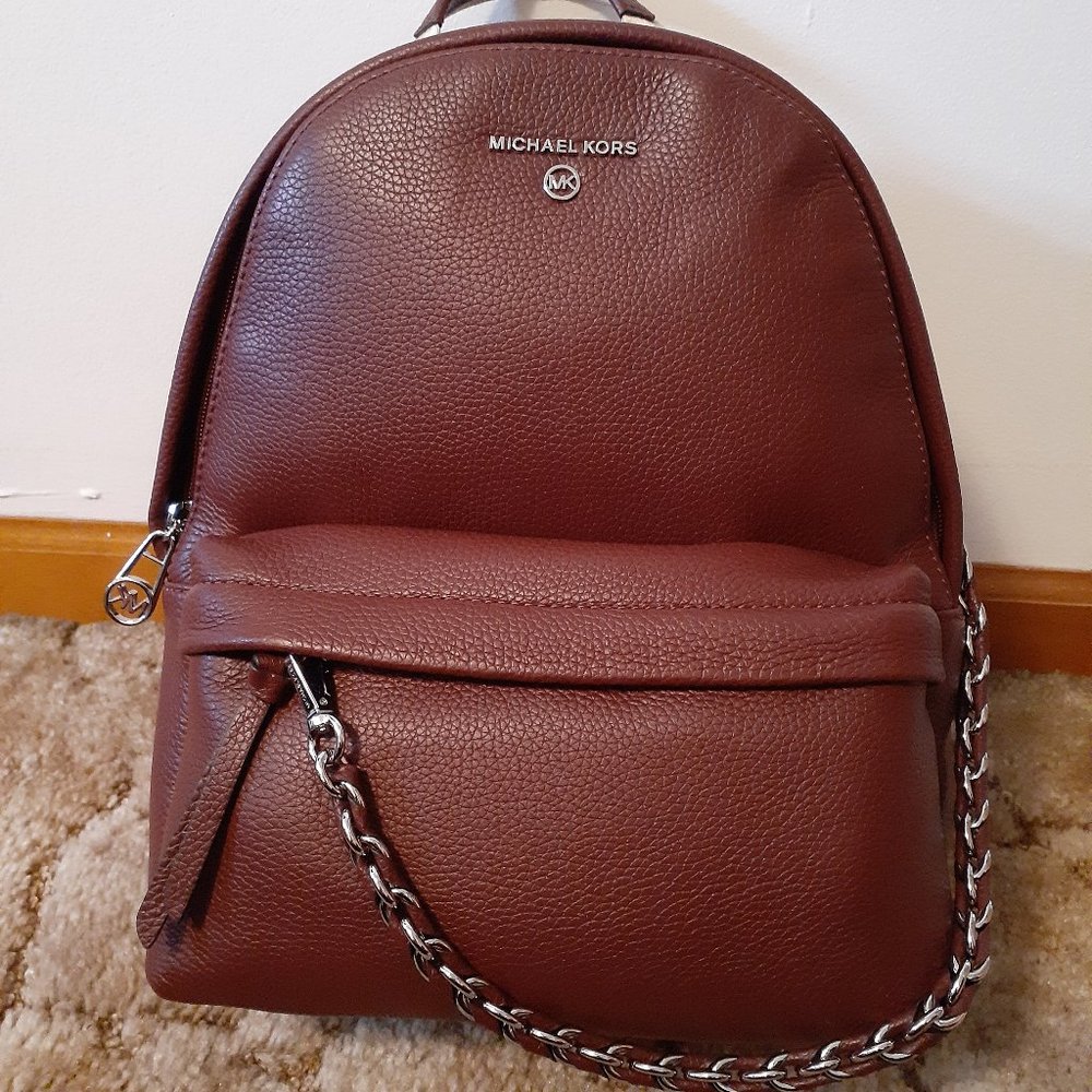 NWT MICHAEL KORS SLATER MEDIUM LEATHER BACKPACK ~ MERLOT